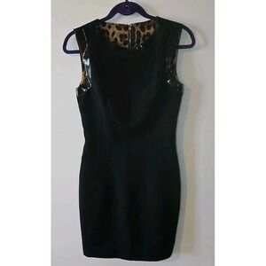 Dolce‎ & Gabbana Dress Women Sz 42  Black Sleeveless Sheath Leather Trim F6931T